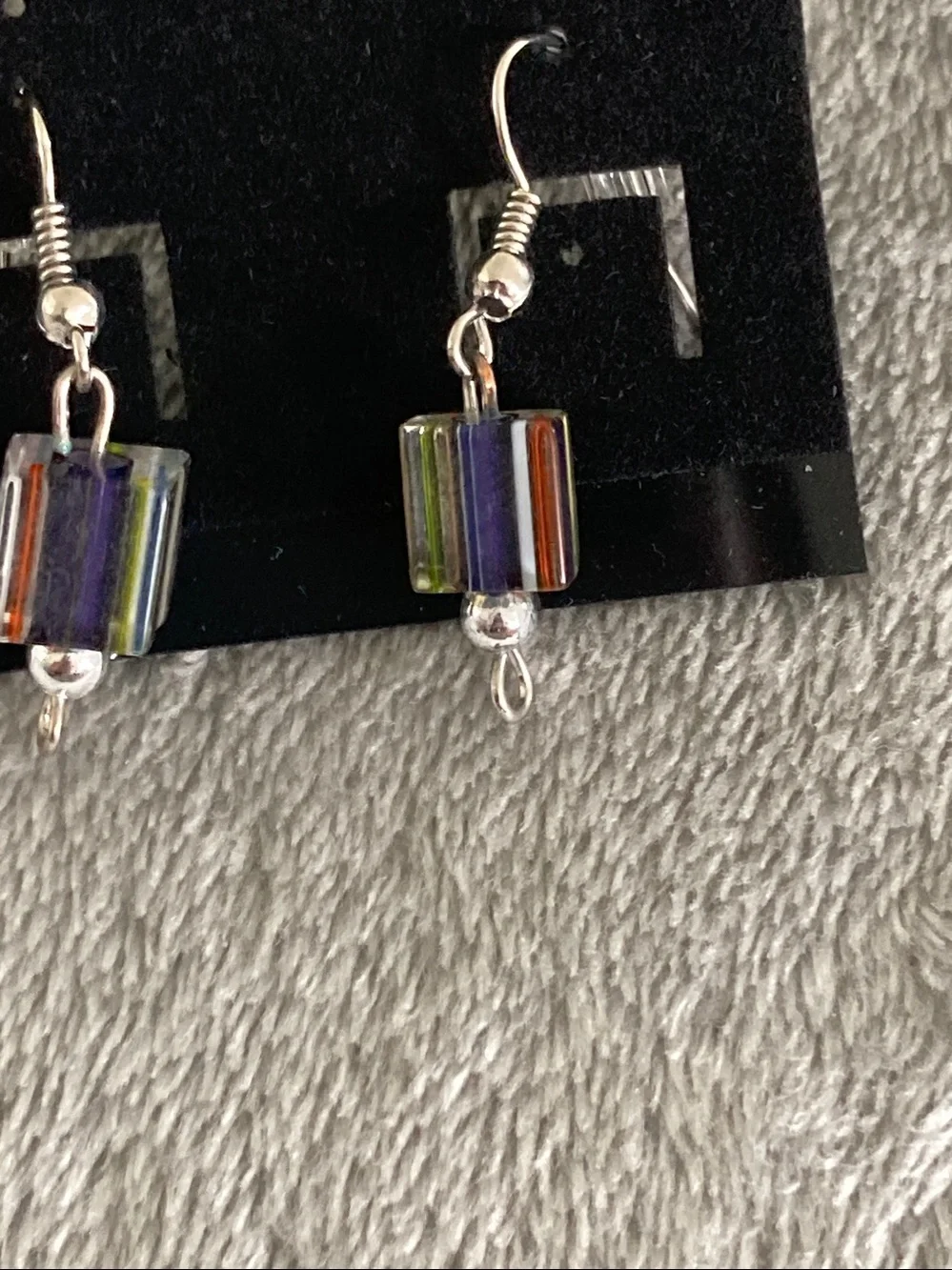 Square glass bead earrings